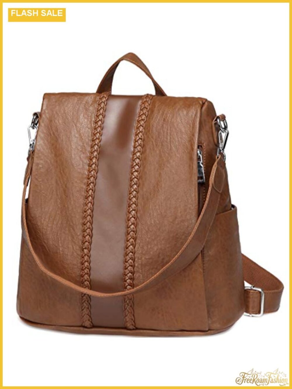 Vintage Weave Faux Leather Anti-theft Backpack Purse for Women - Top Handle,